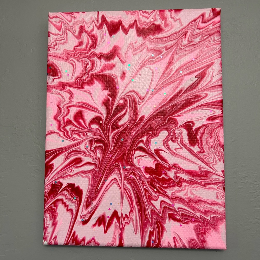 Original “Strawberry Shortcake” Abstract Painting 9x12
